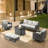 Naresa 6-Piece Outdoor Sofa Set, Wicker Patio Furniture Set With Fire Pit Table, All-Weather PE Wicker-761087790