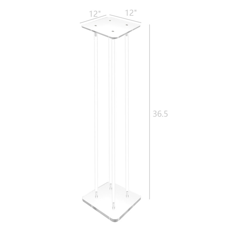 1" Rods Clear Riser Acrylic Transparent Plexiglass Pedestal Table Display Podium, 36" H x 12" W x 12"D