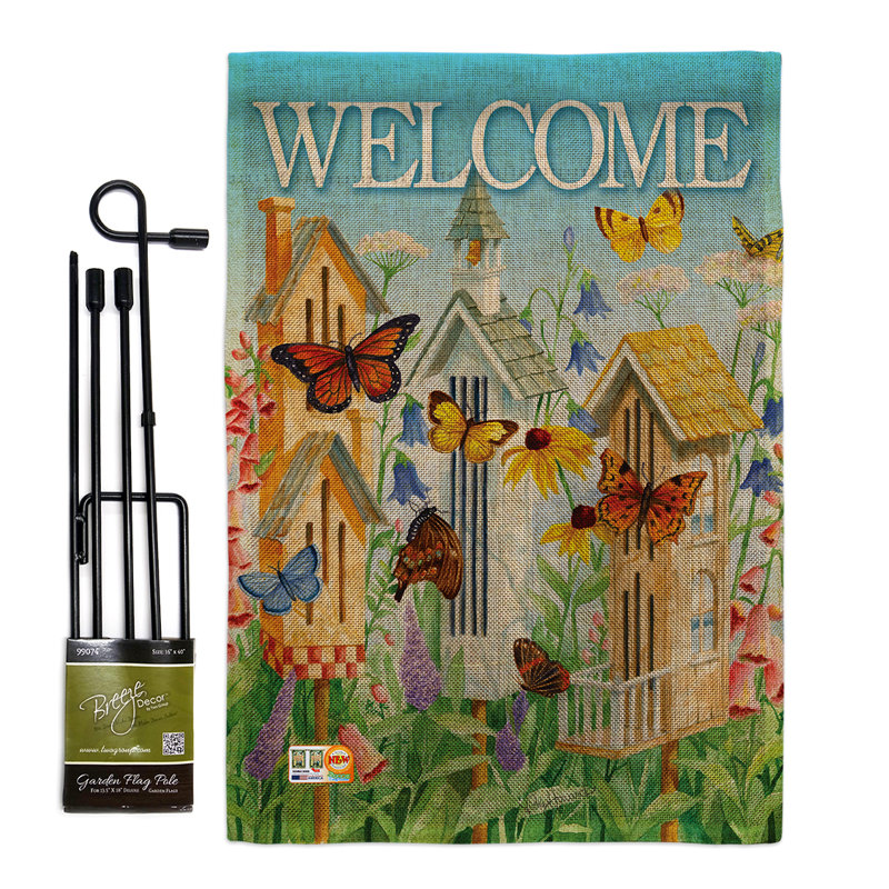 Ensemble de drapeaux de jardin en polyester 18,5 po x 13 po Midtown Welcome Butterfly Homes