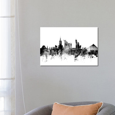 Warsaw, Poland in Black and White by Michael Tompsett - 1 Piece Wrapped Canvas Wall Art