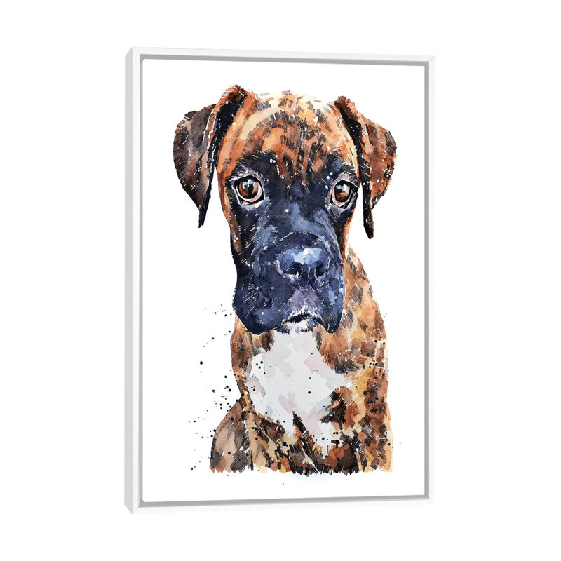 « Boxer Puppy PUP » par Edwatercolours-impression, H 26 po x l 18 po x 1,5 po, Toile blanche encadrée, Pas de tapis
