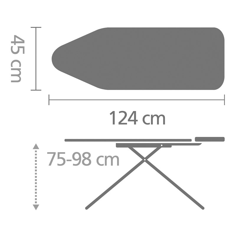 Brabantia Size C Ironing Board with Solid Steam Iron Rest, Denim Black