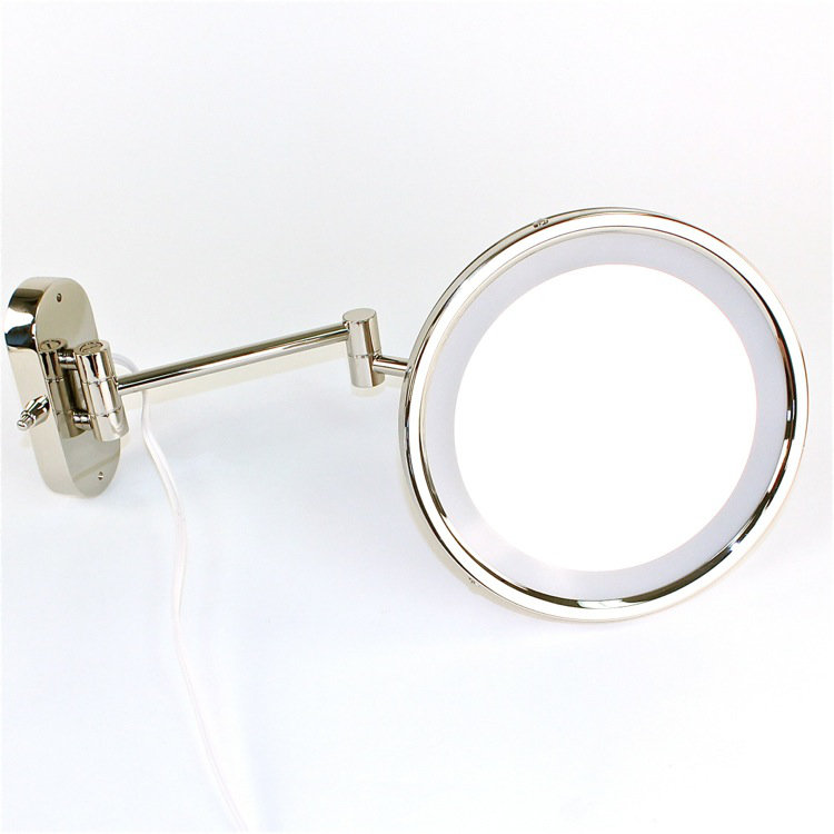 Miroir grossissant et contemporain mural, Nickel poli, 5X