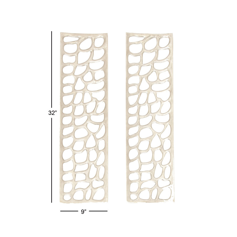 Silver Aluminum Abstract Cutout Wall Sculpture Set