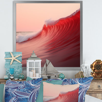Minimalisme vague rouge, paysage sur toile
