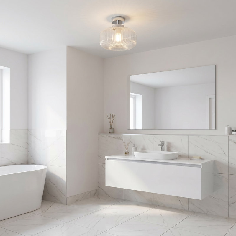 Glass Semi Flush Mount, Chrome