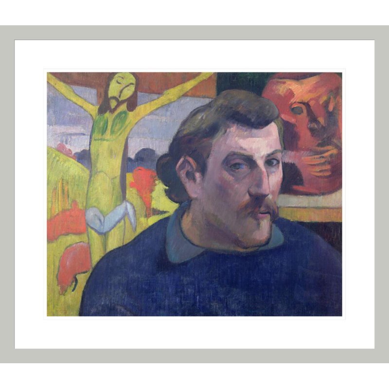 Autoportrait avec le Christ jaune par Paul Gauguin - Impression giclée encadrée, 23.5" H x 27.08" W