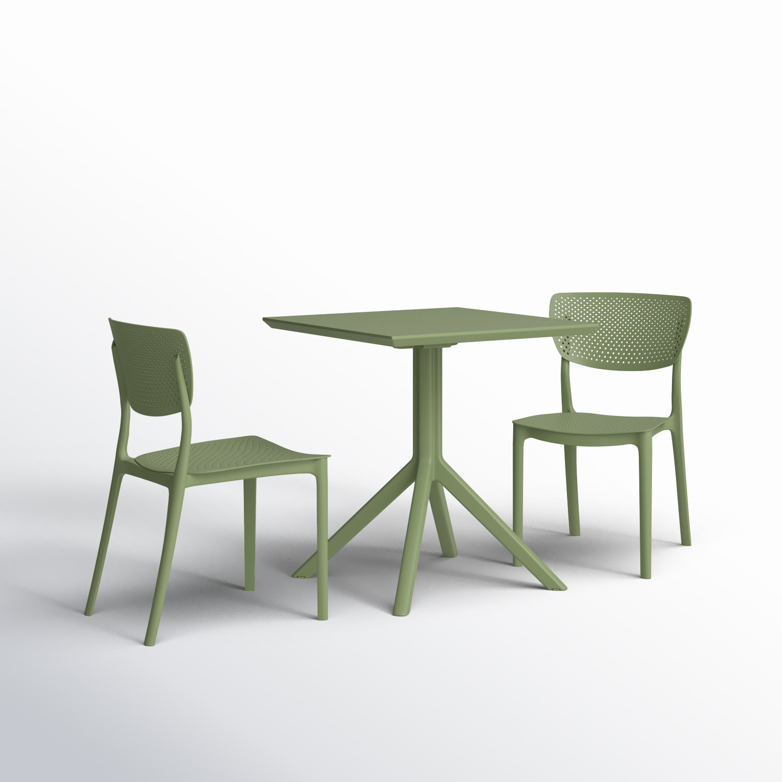 Farrah 31" Square 2-Person Bistro Set, 27.5" D x 27.5" W x 29.5" H, Olive Green