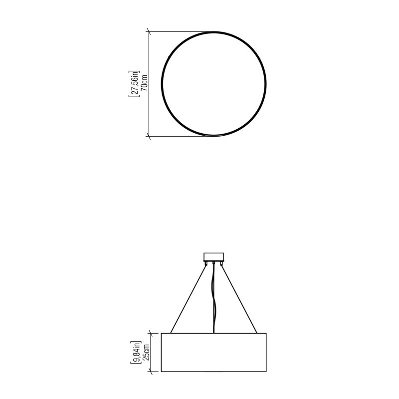 Cilíndrico 1 - Light LED Chandelier, Louro Freijó, 9.75" H x 27.3" W x 27.3" D