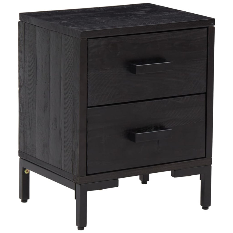 Audina 11.8'' W Solid Wood Nightstand, Black, 1, 14.2" x 11.8" x 17.7"