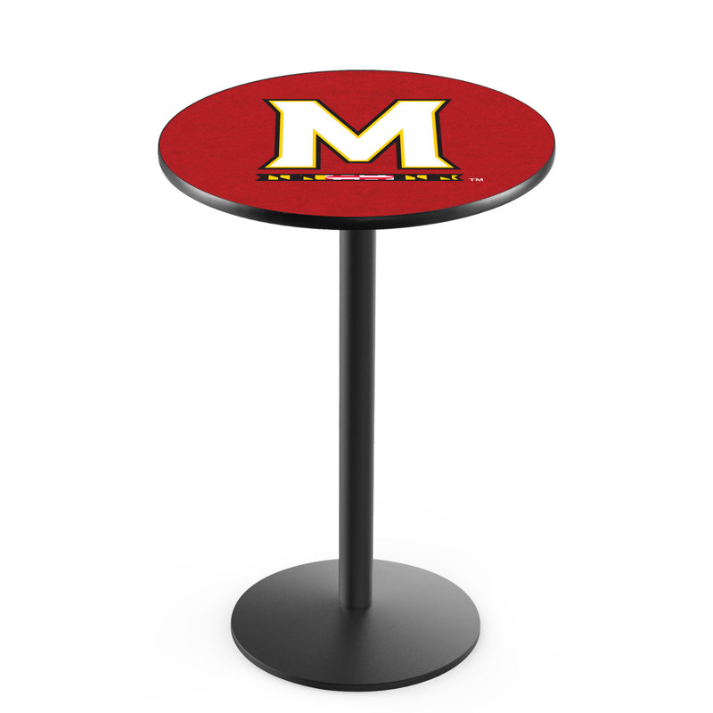 Round Metal Base Dining Table, University of Maryland, Black Wrinkle