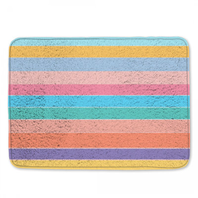 Pastel Horizontal Stripes Bath Mat