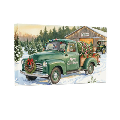 Camion de Noël rétro scène de ferme arbre de Noël