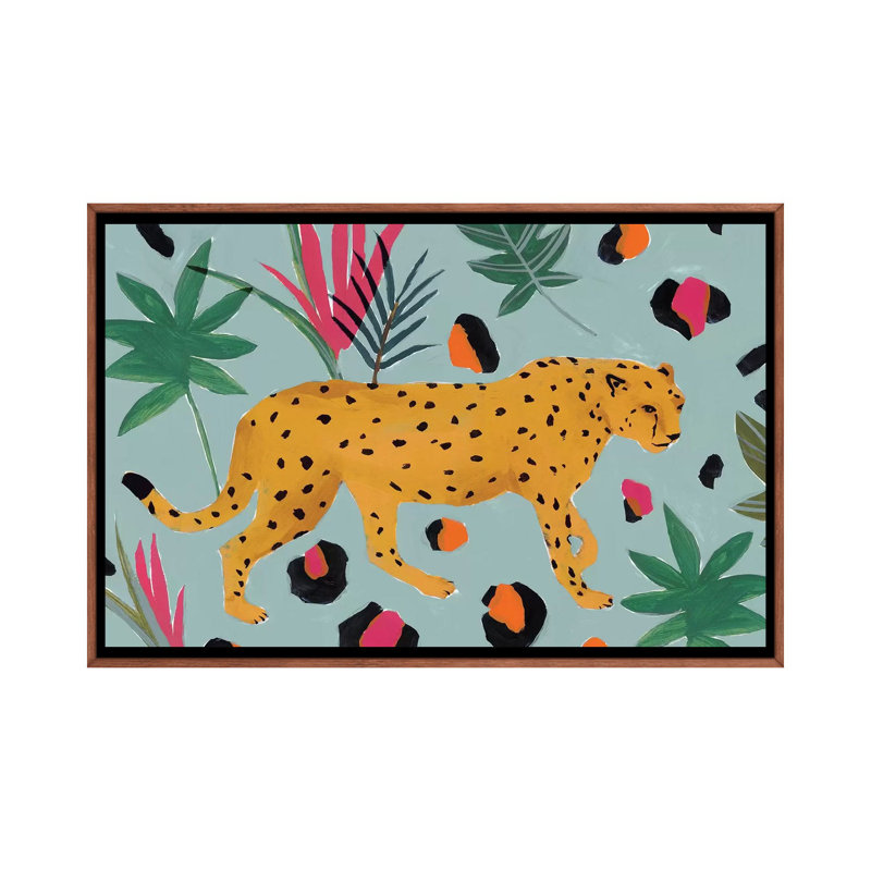 «Walking Cheetah II» par Isabelle Z - impression d'art graphique, H 32 po x l 48 po x 1,5 po, Pas de tapis