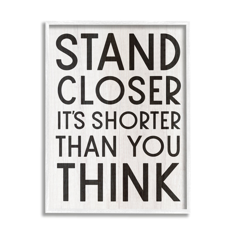 «Stand Closer Funny Bathroom Wood Texture Word Design», reproduction d'art textuel sur toile, H 30 po x l 24 po x P 1,5 po