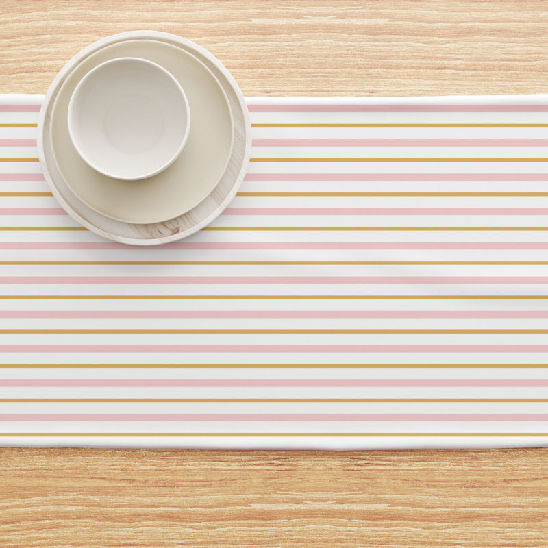 Rectangular Striped Cotton Twill Tablecloth, 108" L x 16" W 