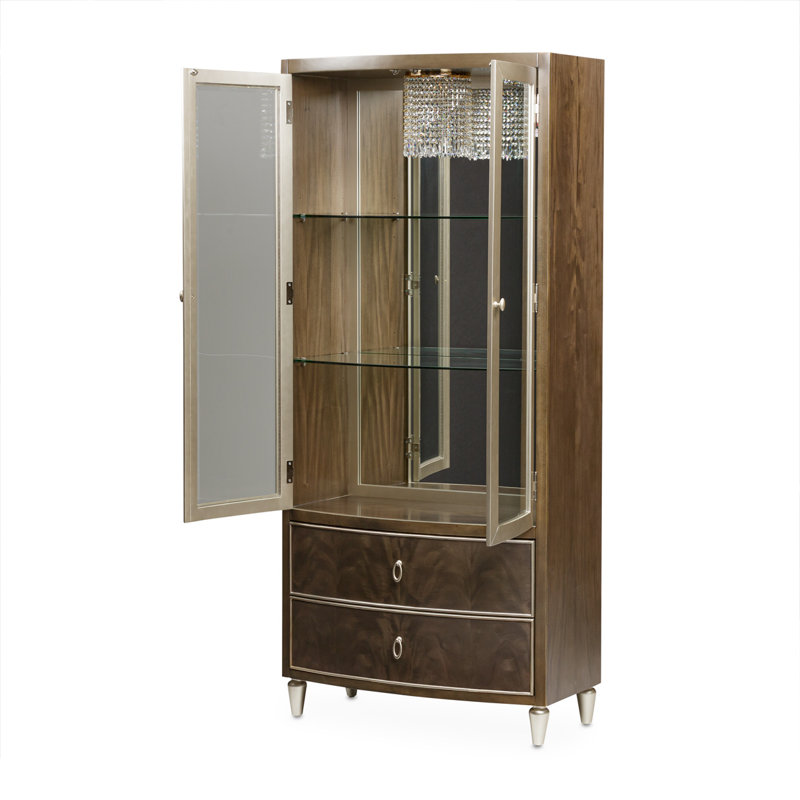 Villa Cherie Display Cabinet with LED Lighting, Hazelnut