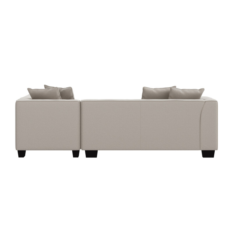 Canapé modulaire en L modulaire avec repose-pieds et coussins décoratifs gris avec pieds en plastique noir, Grey