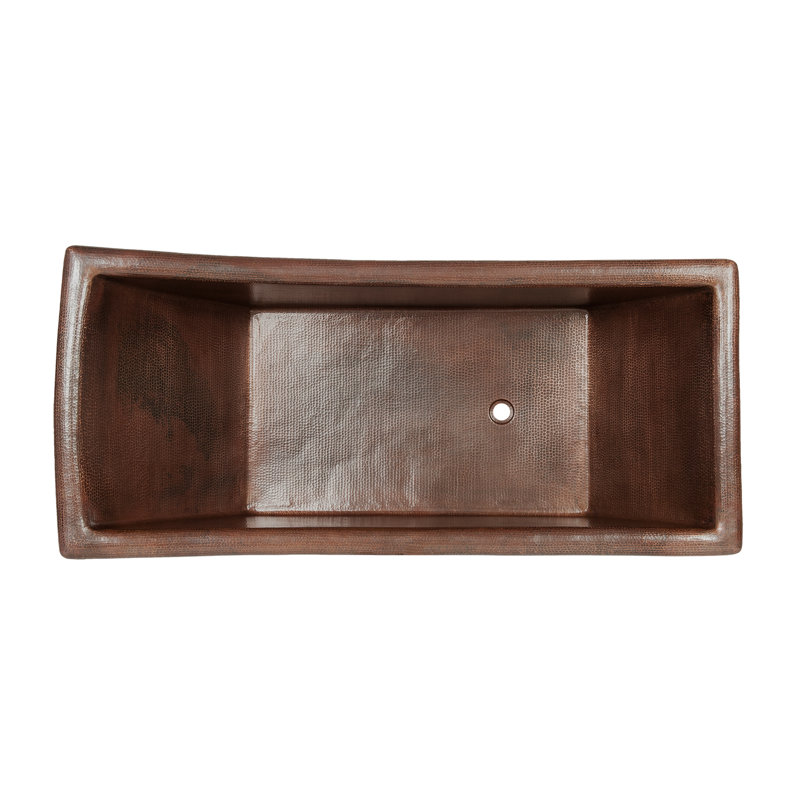67" Hammered Copper Canoa Single Slipper Bathtub