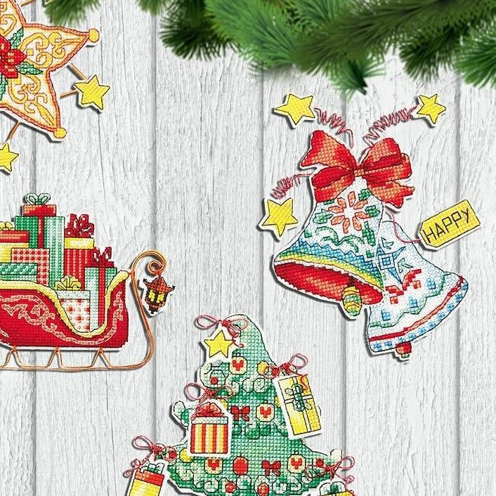 Jouet d'arbre de Noël. Toile en plastique, ensemble de point de croix T-02C