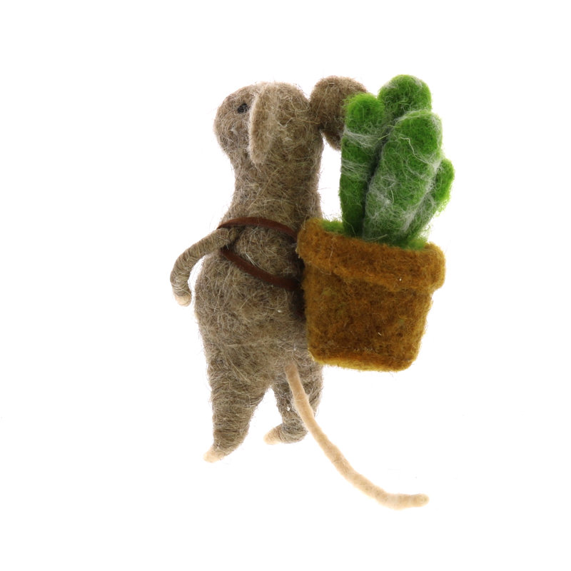 Ensemble 3 pièces de souris avec succulent suspendue figurine