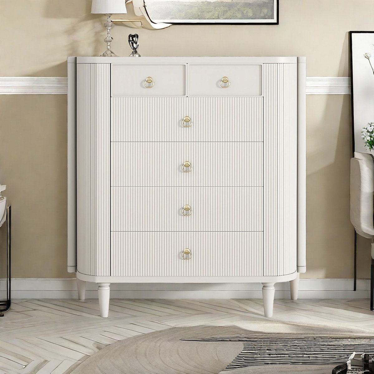 Licalilo Modern Cream-Tone Luxury Bedroom Storage Cabinet | Wayfair