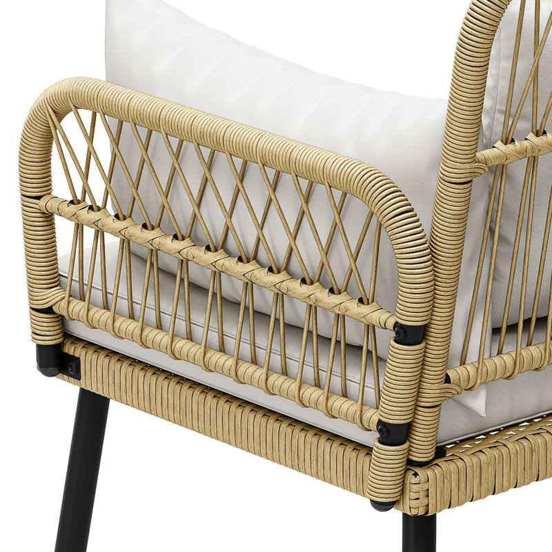  2-Piece All-Weather Rattan Conversation Loveseat Chairs Set