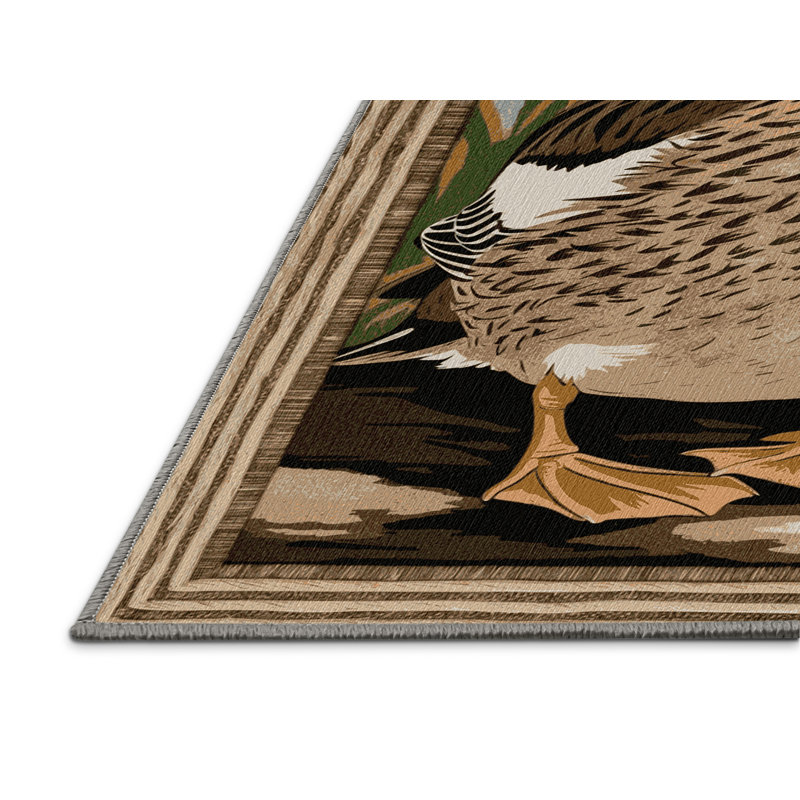 Washable American Wigeon Birds Area Rug, Rectangle 8' x 10'