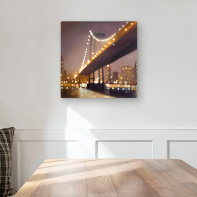 New York at Night - Romantic Bridge Metal Print for Home Decor