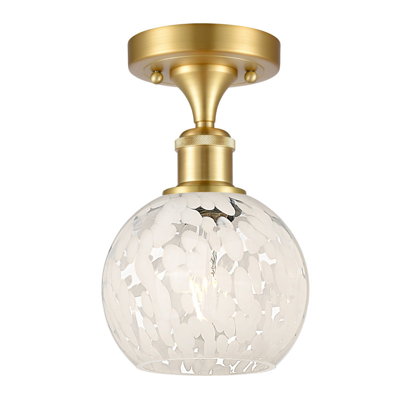 Plafonnier semi-encastré 1 lumière Ballston - Adreann, H 9,25 po x l 6 po x P 6 po, Or satiné