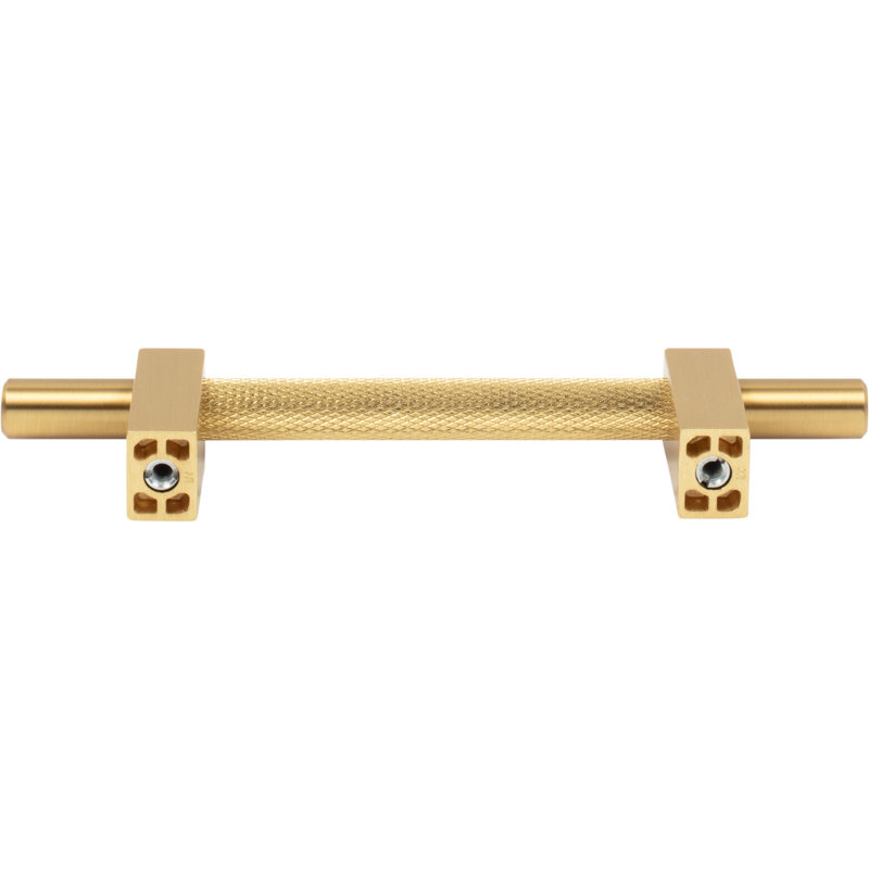 Larkin 3 Knurled Center Bar Pull, Brushed Gold, 3 3/4"