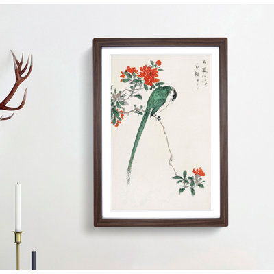 Long-Tailed Tit & Pomegranate by Numata Kashu - Picture Frame Painting Print