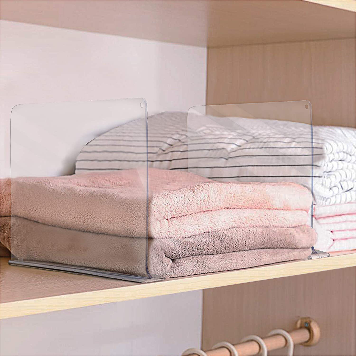 Acrylic Shelf Dividers, 8 Pack Clear Shelf Divider for Closet Organization,  Wood Shelves Clothes Dividers for Closets, Vertical Closet Separators
