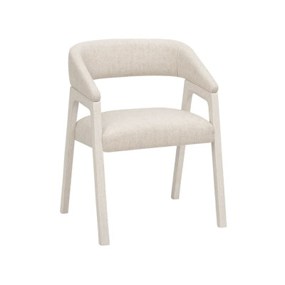 Modern Veil Barrel-Back Veil Oak Levi Oyster Fabric Dining Chair (Set of 2)
