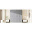 Lit escamotable grand format mural gris avec tablettes, tiroirs et garde-robe pour petits espaces suspendus
