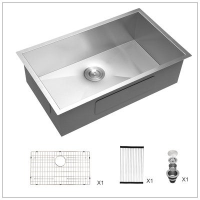 32 Inch Undermount Sink - 32"X19"X9" Undermount Stainless Steel Kitchen Sink 18 Gauge 9 Inch Deep Single Bowl Kitchen Sink Basin