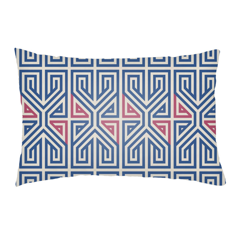  Indoor/Outdoor Lumbar Pillow, Blue/Hot Pink