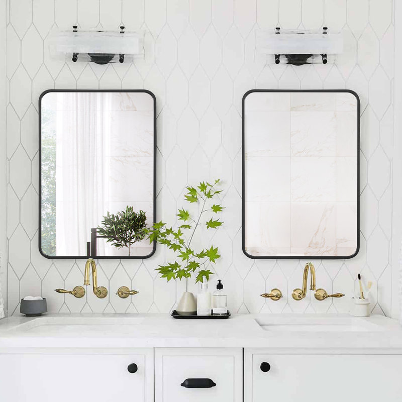 Miroir de salle de bain Mrasak, 36 po x 24 po, Noir