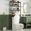 Rangement au-dessus de la toilette à 8 niveaux avec support latéral, support de rangement au-dessus de la toilette avec tablette réglable et panier de vidange, organisateur de salle de bain autoportant pour balcon, buanderie