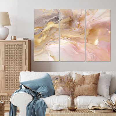 Abstract Canvas Wall Art, Pink Gold Pastel Symphony Decor - Hendrik