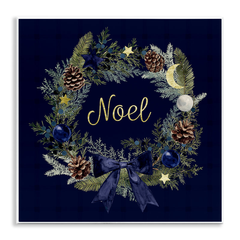 Art mural en toile «Noel Holiday Wreath» par Victoria Barnes