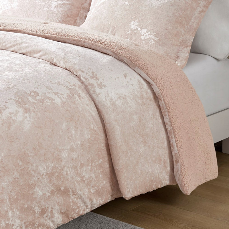 King/ King Comforter - Warm And Backing Pink Crushed Velvet