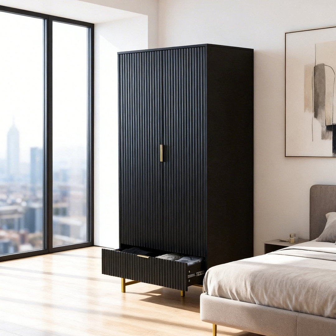 Fluted Wardrobe with Doors And Drawers