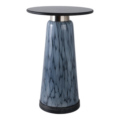Table d'appoint en verre et marbre avec base fuselée moderne