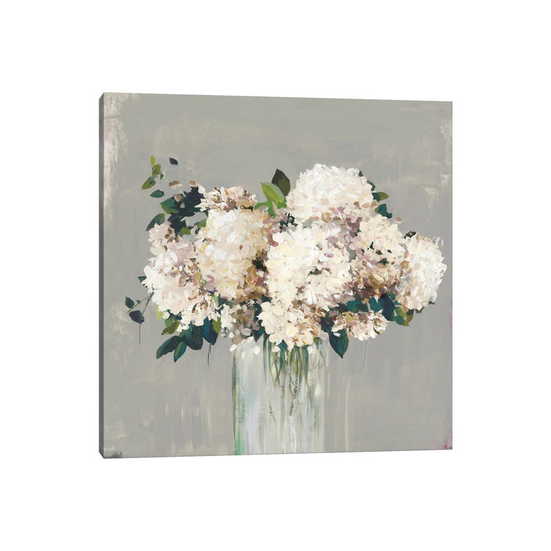 White Hydrangea by Allison Pearce - Wrapped Canvas Painting, 45.72 cm H x 45.72 cm W x 1.91 cm D, No Frame
