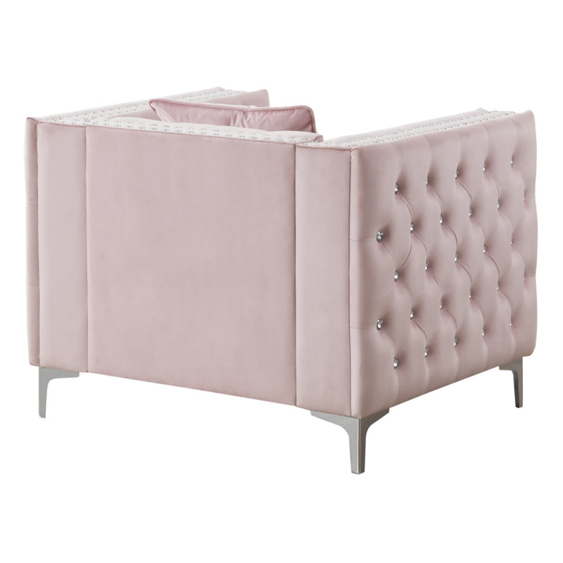 Chaise Paige Glory Furniture, Velours rose