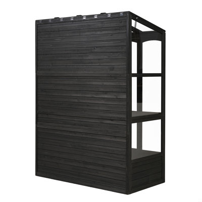 Wooden Greenhouse Cold Frame With 4 Independent Skylights And 2 Folding Middle Shelves, Walk-In Outdoor Greenhouse