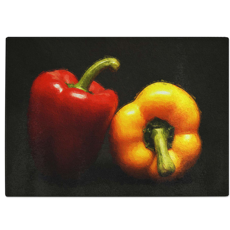Tempered Glass Bell Pepper Chopping Board, 28.5 cm W x 20 cm L