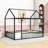 Metal Full House Floor Bed With Roof And Fence-Style Guardrails-988474338