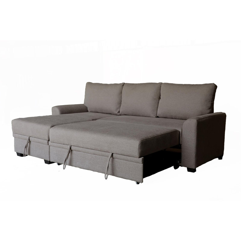 Canapé-lit modulaire en flanelle de tissu, Brun